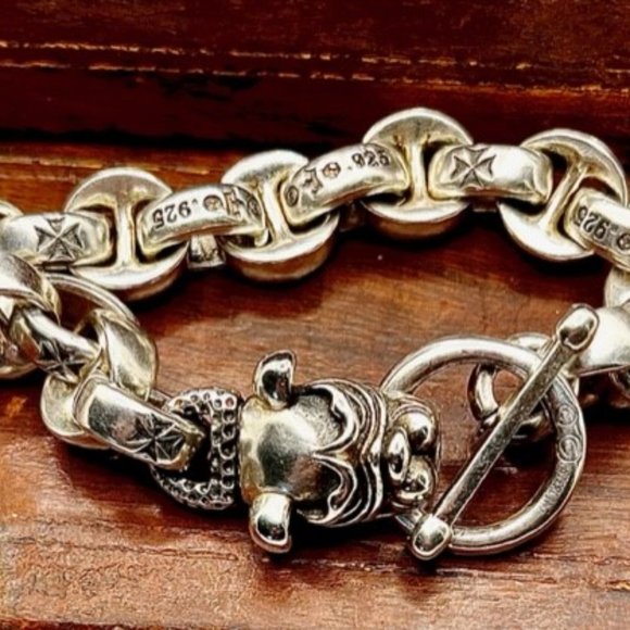 Gaboratory Vintage Silver Single Dog Biker Heavy BRACELET 99g - Picture 2 of 11